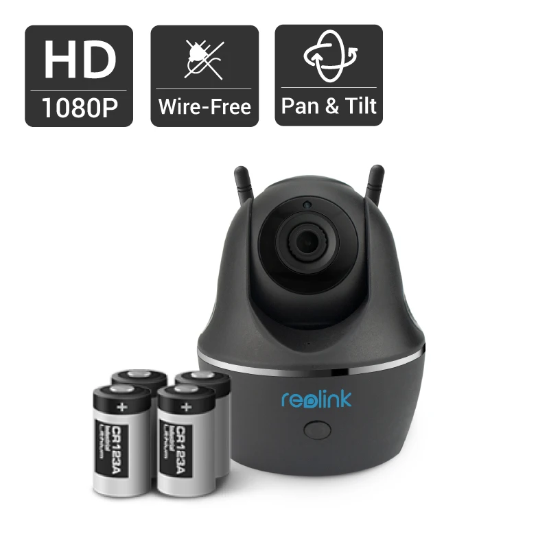 Reolink 100 Wire Free Wifi Battery Camera 1080P Full HD IP Cam Pan Tilt Security Indoor