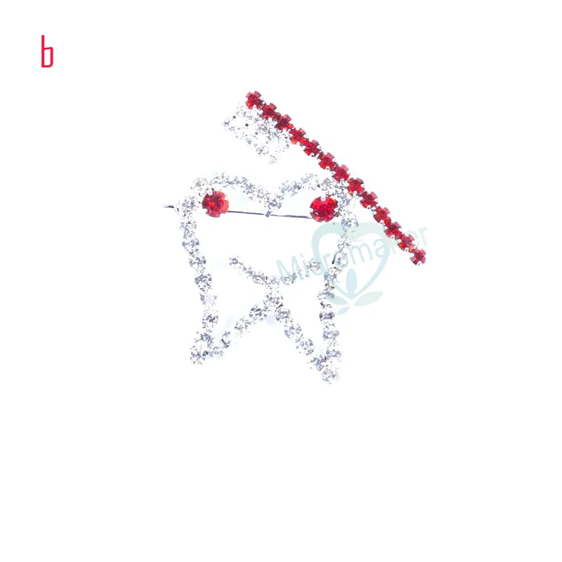 4 шт. зубная клиника подарок микс брошей Зубы Форма блестящие кристалл брошь