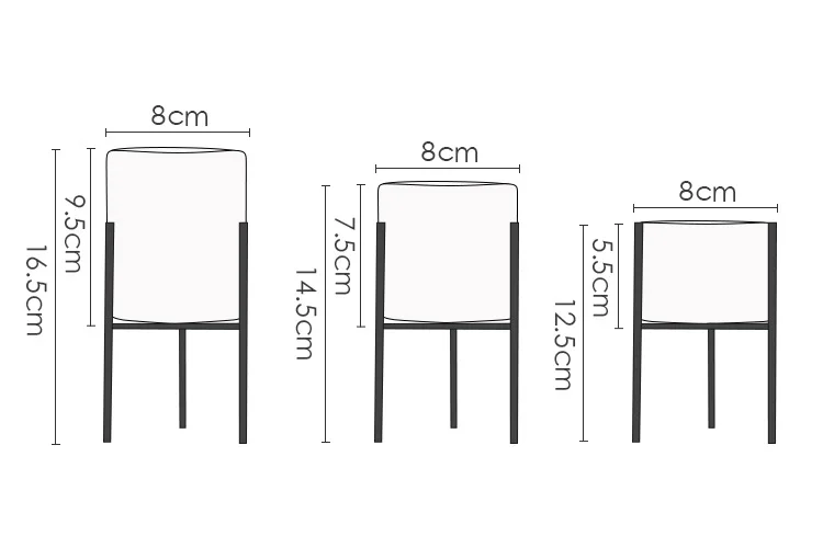 metal geométrico vaso quadro alto suporte três