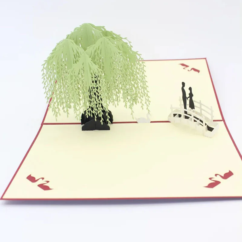 

3D Laser Cut Handmade Lovers Under the Willow Paper Invitation Greeting Cards PostCard Wedding Valentine's Day Anniversary Gift