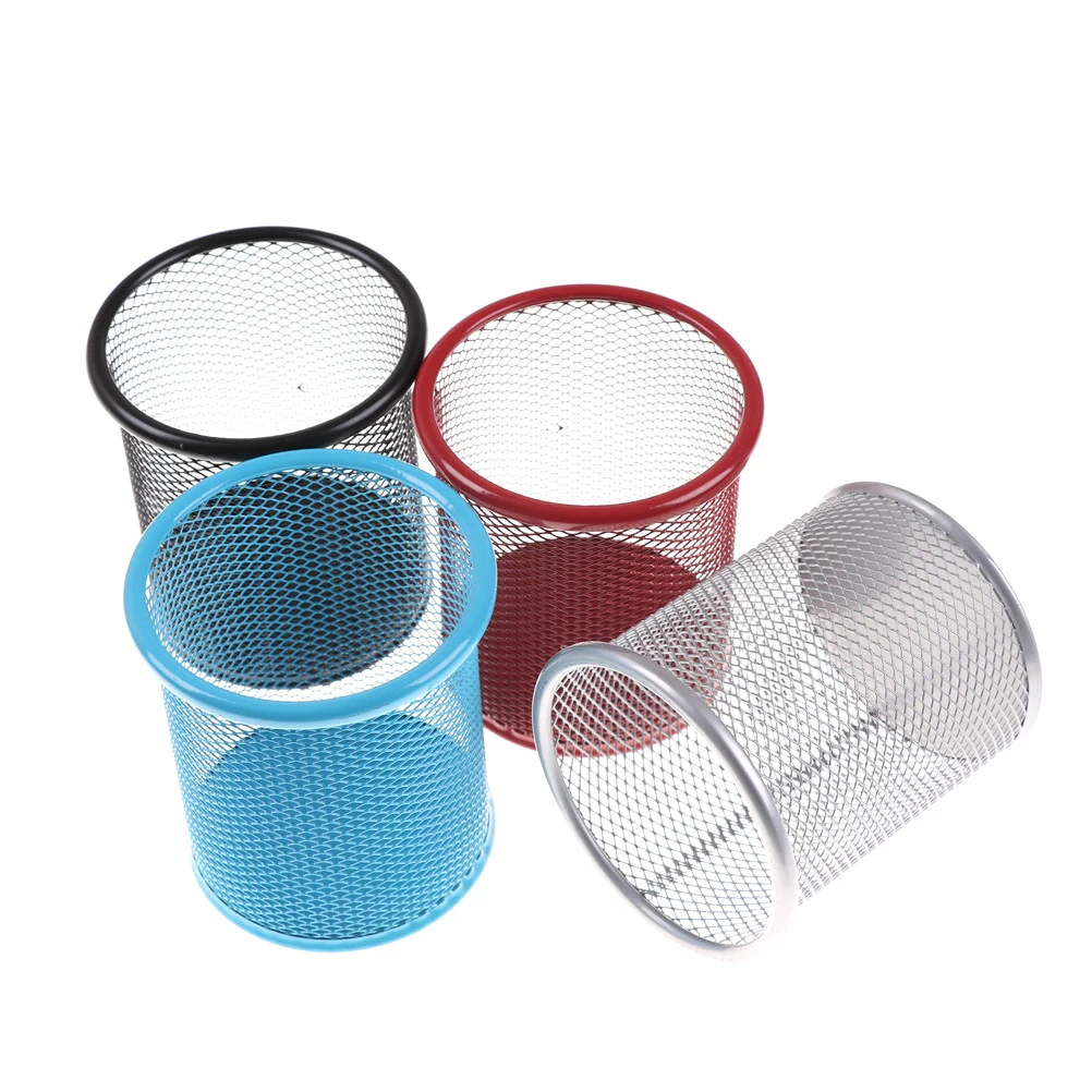 1pcs Stationery Iron Spray Anti-Rust Pen Holder Metal Pen Holder Desktop Storage Of Debris Tube Pencil Rack