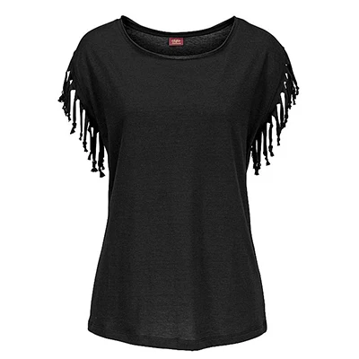 Большие размеры, одноцветная футболка с круглым вырезом и коротким рукавом, Женская Летняя Повседневная дышащая свободная футболка с узлом, женские топы, винтажные сексуальные топы, новинка 5XL - Цвет: Black