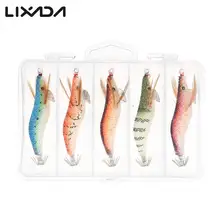 Lixada 5 шт./компл. Рыболовные креветки светящиеся приманки пластиковые искусственные кальмары рыболовные приманки с крючками Карп рыболовные снасти Коробка
