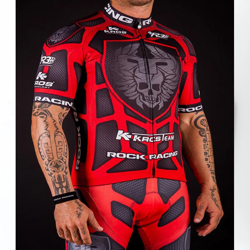 

High Quality Pro Team Rock Racing Bike Cycling Clothing Men Summer Ropa Ciclismo Breathable Short Sleeve Cycling Jerseys sets