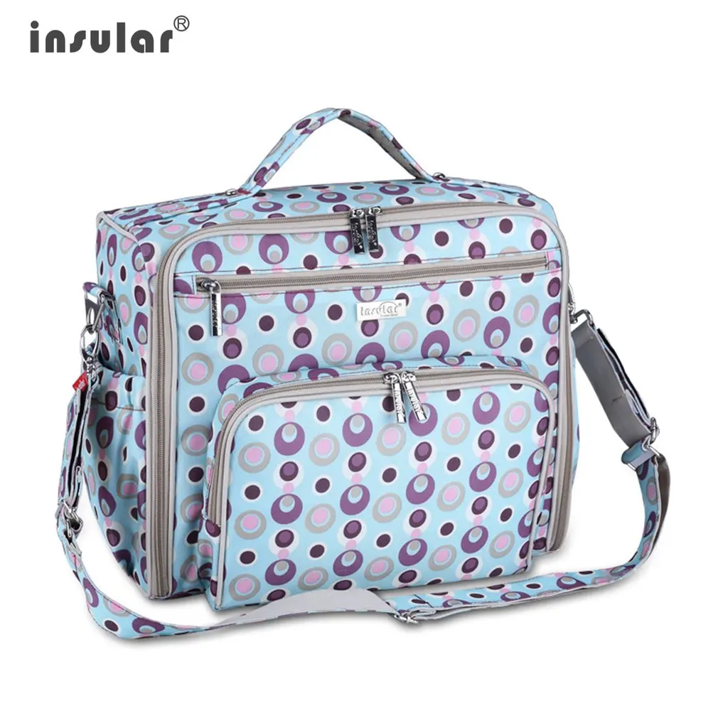 

INSULAR Diaper Bag Multifunctional Large-Capacity Mother Bag Printed Nylon Outdoor Backpac Wet Storage Baby Bag Portable
