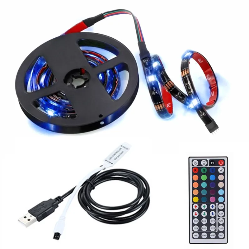 RGB USB LED Strip Light PC Monitor TV waterproof 5050 Led Backlight Led Stripe USB Led Tape Lighting remote controller set 5V