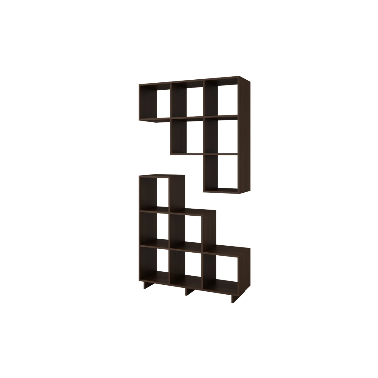 2-26AMC49 Cascavel Stair Cubby with 6 Cube Shelves in White. Set of 2