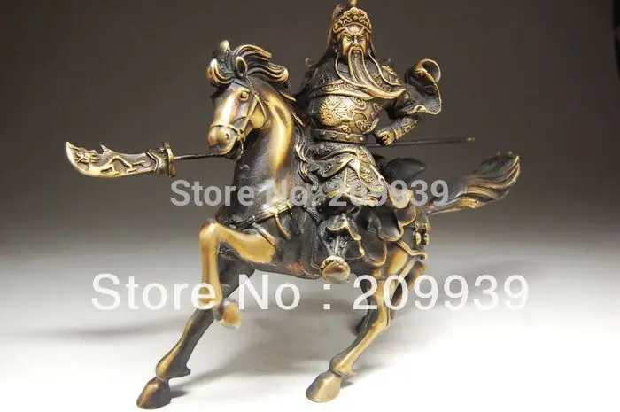 

Rare Fine Chinese Bronze Statue Guan Gong & Horse NR