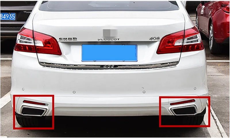 

car-covers High quality ABS plating Muffler noise reduction false Tail throat Exhaust pipe 2PCS fit for 2014-2016 Peugeot 408