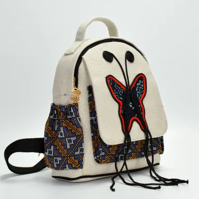 

New 2018 Nice Butterfly Appliques Women Backpack!Hot Fashion Lady Shopping Backpacks Top Canvas Appliques Embossing backrack