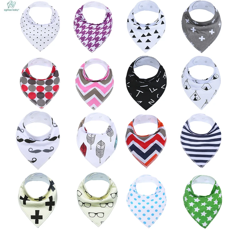 

2 pcs/lot Baby Bibs Burp Cloth Print Arrow Wave Triangle Baby Bibs Cotton Reusable Washable Adjustable Baby Meal Infant Bibs