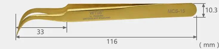 VETUS MCS серия пинцет для бровей накладные ресницы Инструменты для наращивания вспомогательный ремонт Сверхтонкий Высокоточный антикислотный пинцет