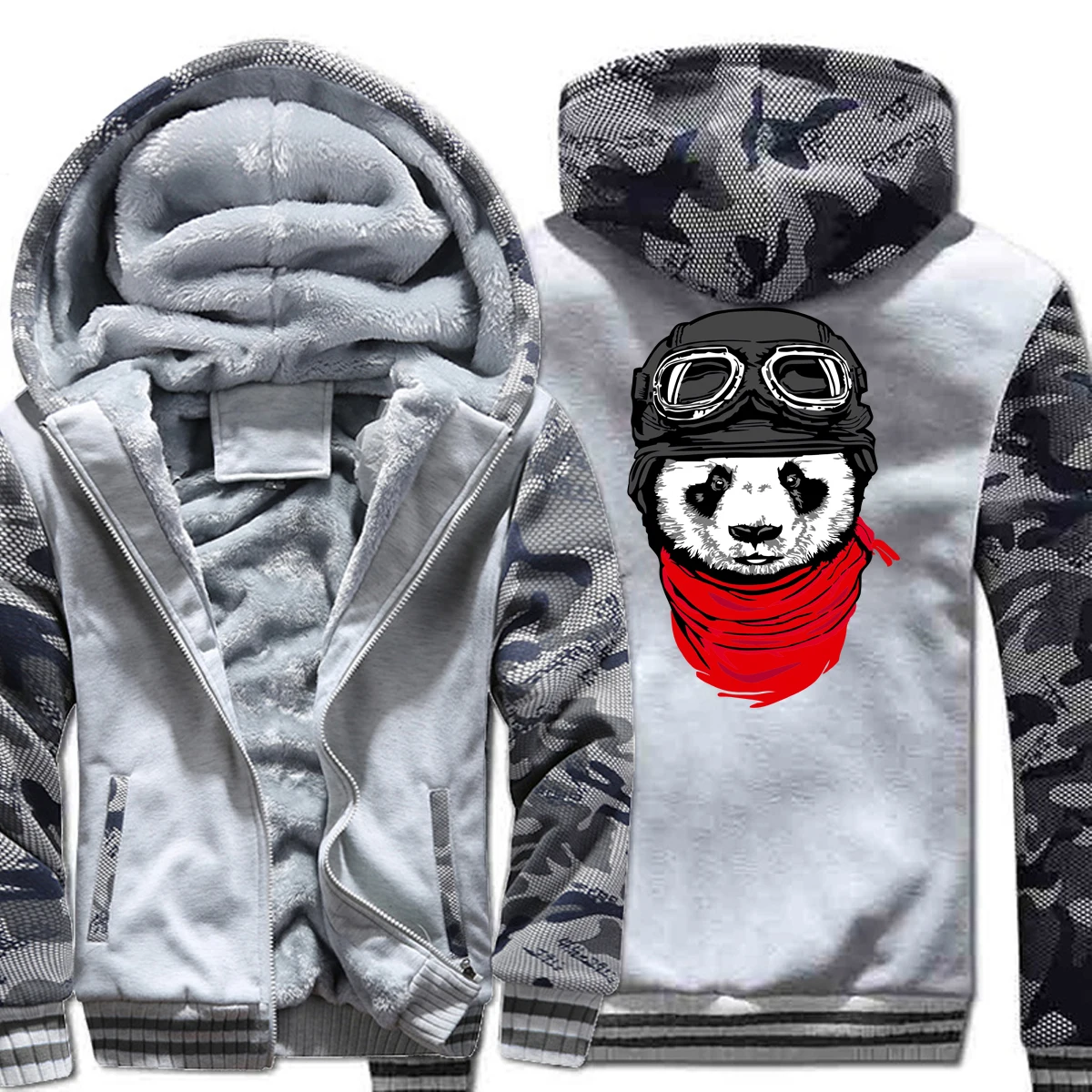 Hoodies Men 2018 Winter Fleece Brand Sweatshirt For Men Plus Size 5XL Thick Hoody Zipper Tracksuits Cool Panda Hip Hop Jackets