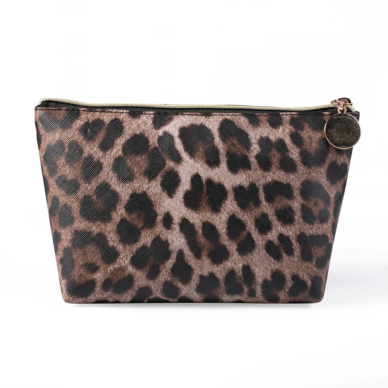 New Ladies Bag Portable Clutch Bag Leopard Makeup Cosmetic Large Capacity Multi-Function Storage bags - Цвет: Dark color