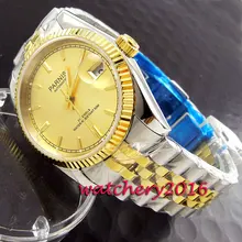 Casual 36mm Parnis rose golden dial womens watches military army sapphire glass steel case miyota Automatic Women’s Watch