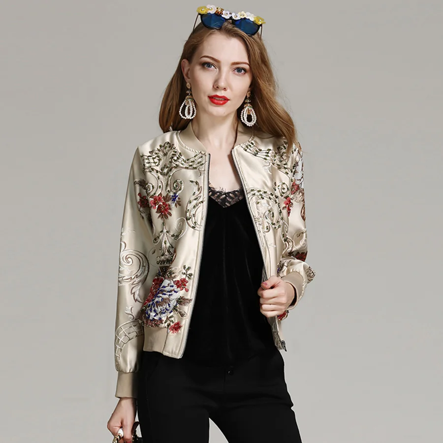 Designs Photo Femmes Royaume De Broderie Piste Élégantes Style Mince Patch As Mode Veste 2018 Automne Luxe Court Aeleseen uni Hiver qSMVUzp