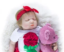 18 "weiche lebendig Silikon Lebensechte Baby Bonecas Mädchen Kid Puppe Bebe Reborn Menina De Silikon Juguetes mit pllush puppe geschlossen auge(China)