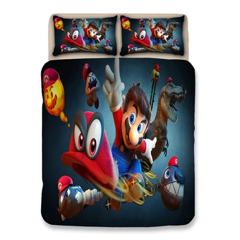 

3D Fashion 3pcs Bedding sets Duvet cover set fly Angry mario Bedclothes Bag Bed sheet Pillowcase Pillowslip no Shrink Cartoon
