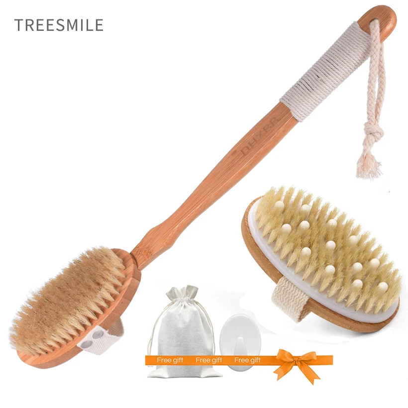TREESMILE Bath Brush Exfoliating Brush with Massage Knots Detachable