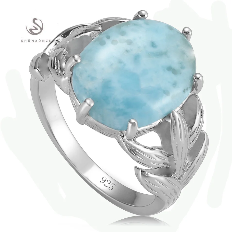 

Eulonvan Larimar and White Cubic Zirconia 925 sterling silver Engagement Wedding rings for women accessories S-3801 size 6 7 8 9
