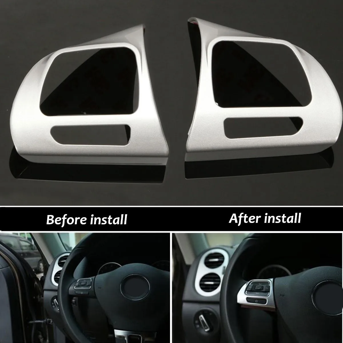 

1 Pair Steering Wheel Chrome Insert Trim Cover Badge For VW Golf MK6 Jetta Passat B7 CC