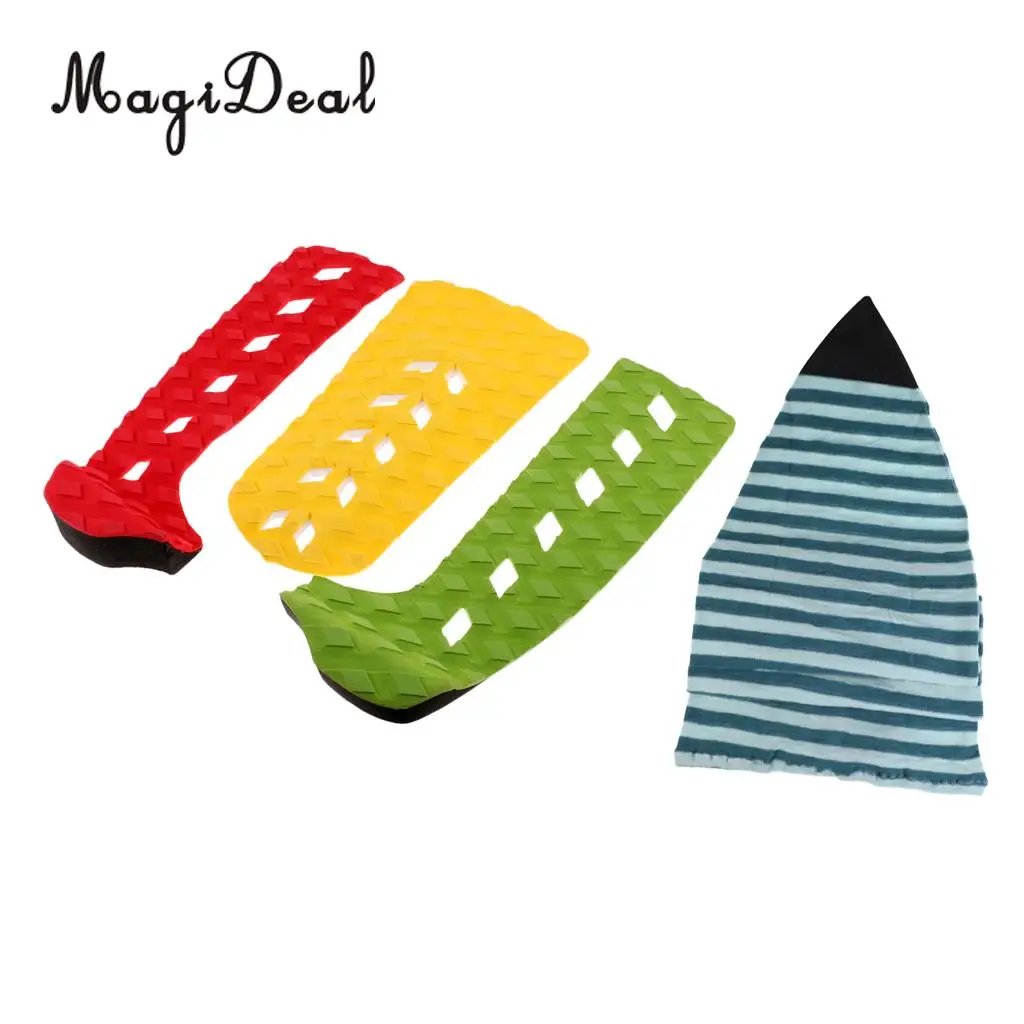 MagiDeal Surfboard Stretch Sock Bag Protector Travel Case, 3 Traction Pad Bar Grip