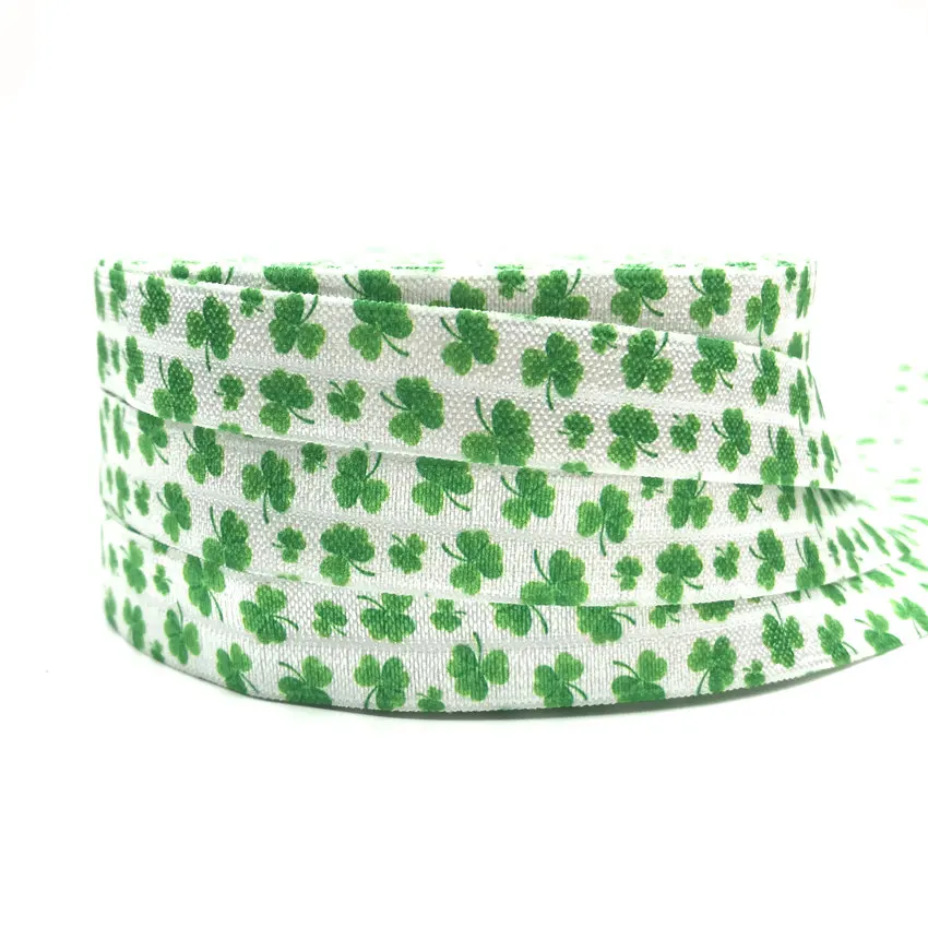 

5 Yards 16mm St. Patrick's Day Cartoon Character printed foe Stretchy Ribbon strap DIY Baby Hair tie headbands Hair accessories