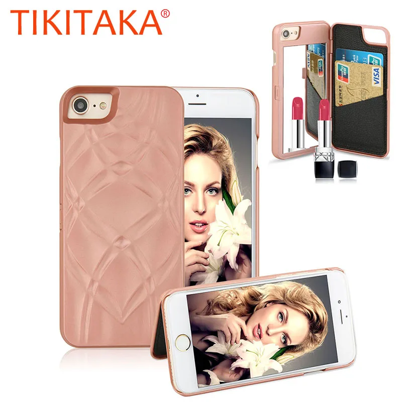 7 Plus 3D Mirror Wallet Case For Iphone 7 7 Plus Cover Fashion Lady Makeup Mirror PU Leather Flip Card Slot Holder Stand 7 Plus 3D Mirror Wallet Case For Iphone 7 7 Plus Cover Fashion Lady Makeup Mirror PU Leather Flip Card Slot Holder Stand