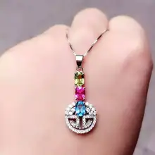 Натуральный топаз камень кулон S925 серебро кулон из перидота Цепочки и ожерелья модный тонкий счастливые монеты для женщин, ювелирные изделия для девушек