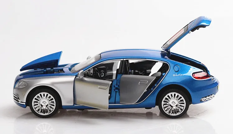 1/32 металлические модели автомобиля Bugatti Galibier 7-открытыми дверями(TY8917B) L = 14,5 см коллекционные модели автомобиля W/звук/свет - Цвет: Silver Doors