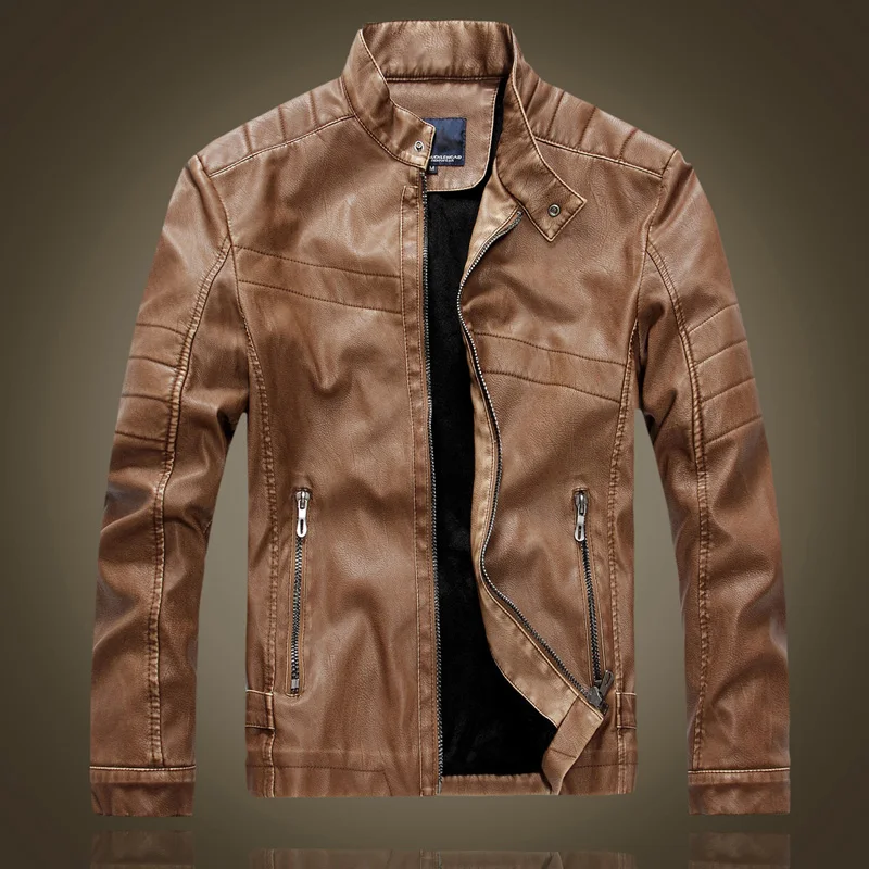 Классные мужские мотоциклетные куртки искусственная кожа Стенд воротник подходит классический Байкер Мото куртка Ретро осеннее пальто размер hight высокое качество - Цвет: Цвет: желтый