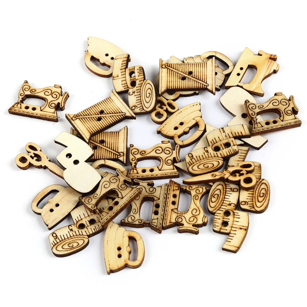 100 Pcs/set Mixed Natural Wooden Buttons For Clothing Scrapbooking Craft Decorative botones Handmade Sewing tool DIY | Дом и сад