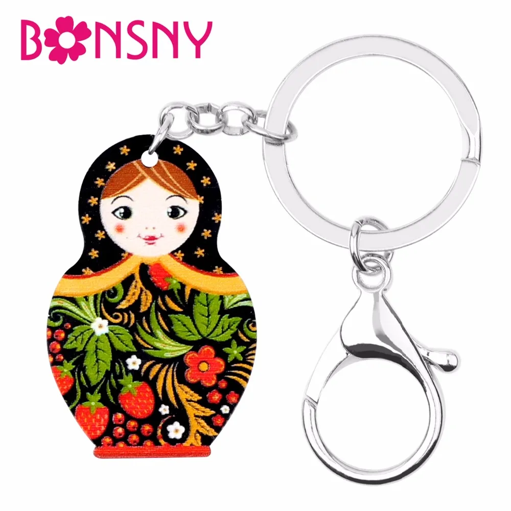Bonsny ариловая Милая русская кукла Матрешка брелок для женщин и девушек подвеска