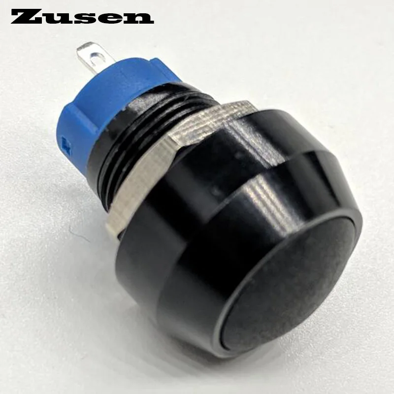 

Zusen 12mm (ZS12B-10Z/J/A) on/off Black alumina Oxidation 1NO Latching micro switch Push Button Switch