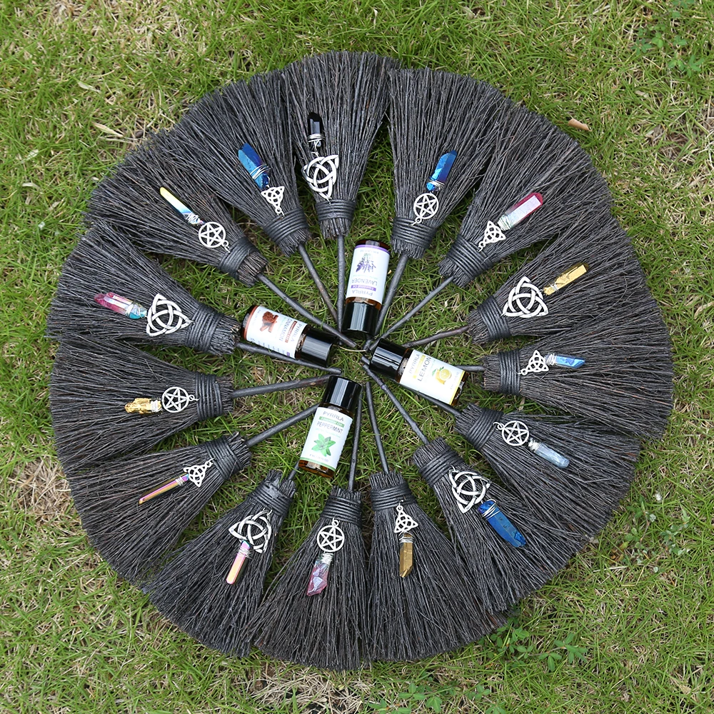 MINI Wicca Eseential Oil Broom Crystal Stone Travel Protection Charm For Rear View Mirror Witchcraft Pentagram Celtic MINI Wicca Eseential Oil Broom Crystal Stone Travel Protection Charm For Rear View Mirror Witchcraft Pentagram Celtic