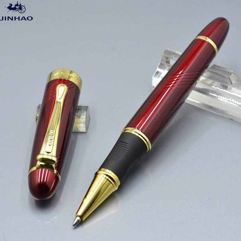 Высокое качество JINHAO 450 винно красная шариковая ручка с золотым зажимом школьные