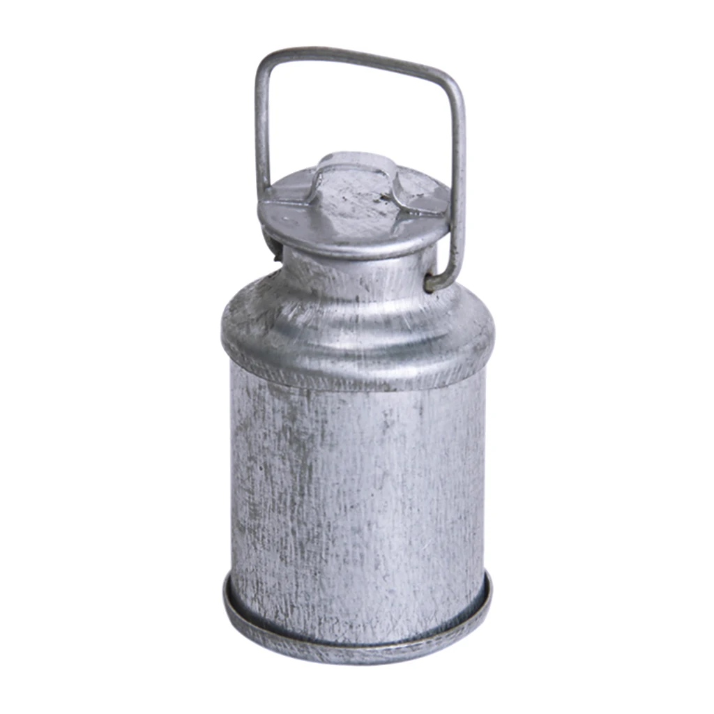 12th Dollhouse Miniature Tin Metal Milk Can Carrier Container With Lid Handle