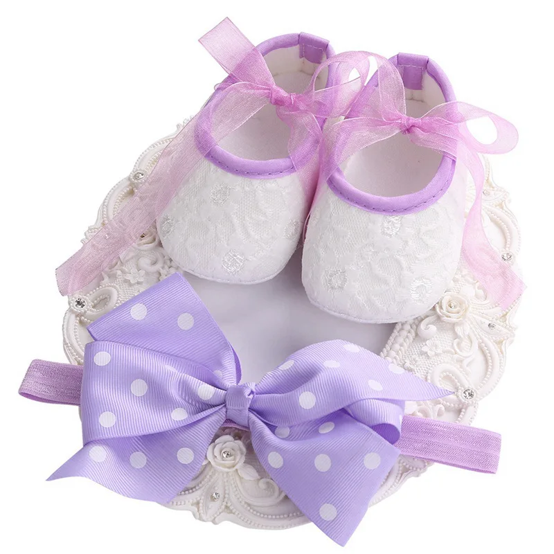Новорожденного обувь девочек Бабочка-узел для отдыха детские первые ходоки девушка обувь для малышей Schoenen оголовье, набор
