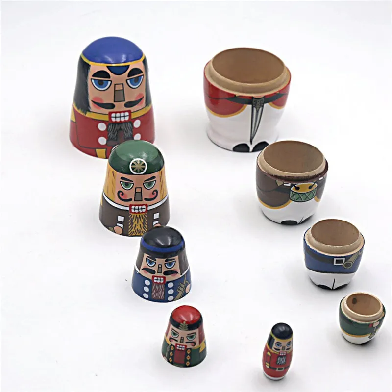 Handmade Nutcracker  Matryoshka Doll Russia Nesting Wooden Dolls Gift Nested Traditional Toy Set Of 5Pcs Christmas Carol Joy Home Decoration  (4)