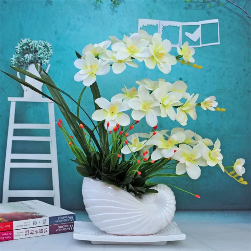 Искусственные цветы, шелковая Орхидея, сделай сам, искусственная Орхидея, цветы в горшках для свадьбы, дома, вечерние, офисные, декоративные цветы