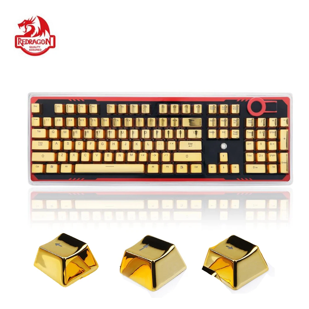

Redragon A101G 104 Keycaps & Key Puller for Mechanical Switch Keyboard PBT Double Shot Injection Backlit Metallic Electroplated