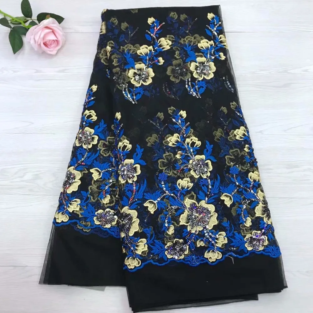 

Latest African Laces Fabrics Embroidered African Guipure French Lace Fabric 2018 sequin African French Net Lace Fabric