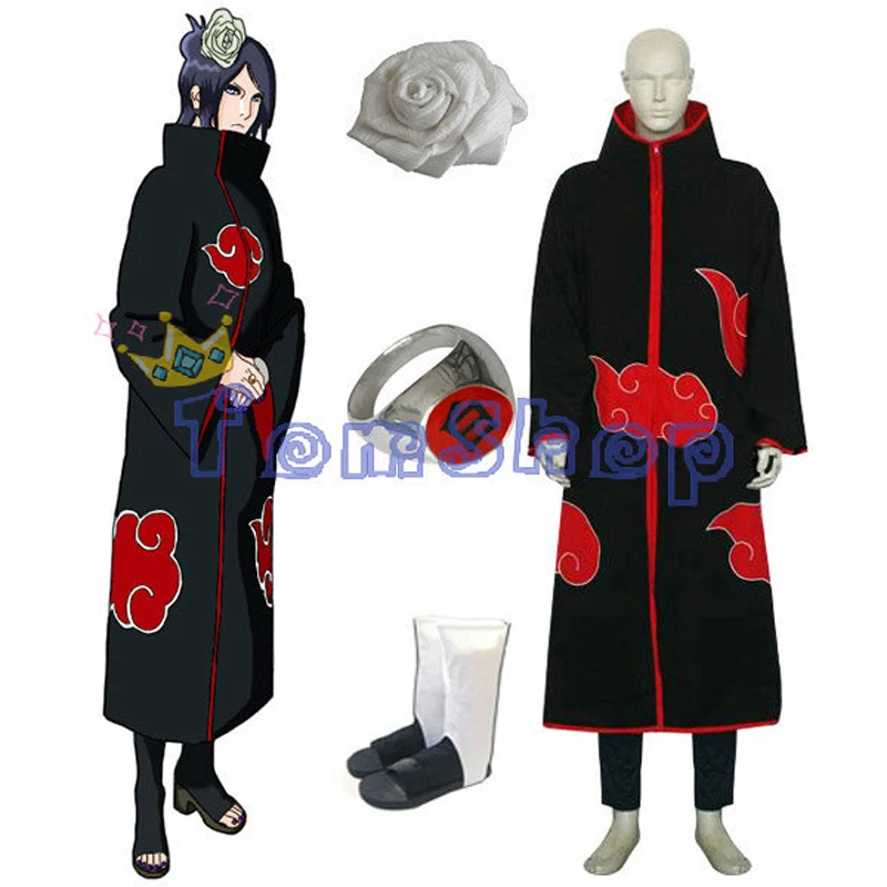 

Anime Naruto Akatsuki Konan Deluxe 6 in 1 Cosplay Combo Set Uniform Suit Women Girls Halloween Costumes Free Shipping