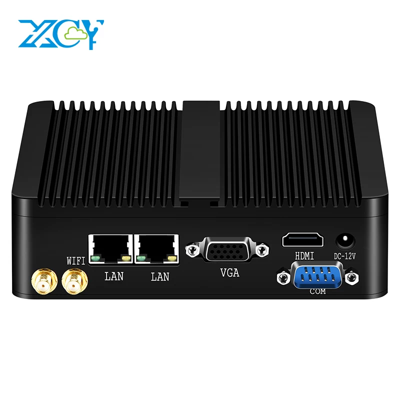 XCY Intel Celeron J1900 Mini PC Fanless Windows 10 Linux Pfsense Dual Gigabit Ethernet 300Mbps WiFi HDMI VGA RS232 Industrial PC