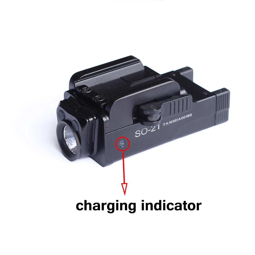 Pistola de Luz Ferroviário com Cabo Tocha para 20mm Spina Mini Lumens Rápida Destacam Arma Lanterna Led Tático Usb 500 qd 10 Luzes de armas