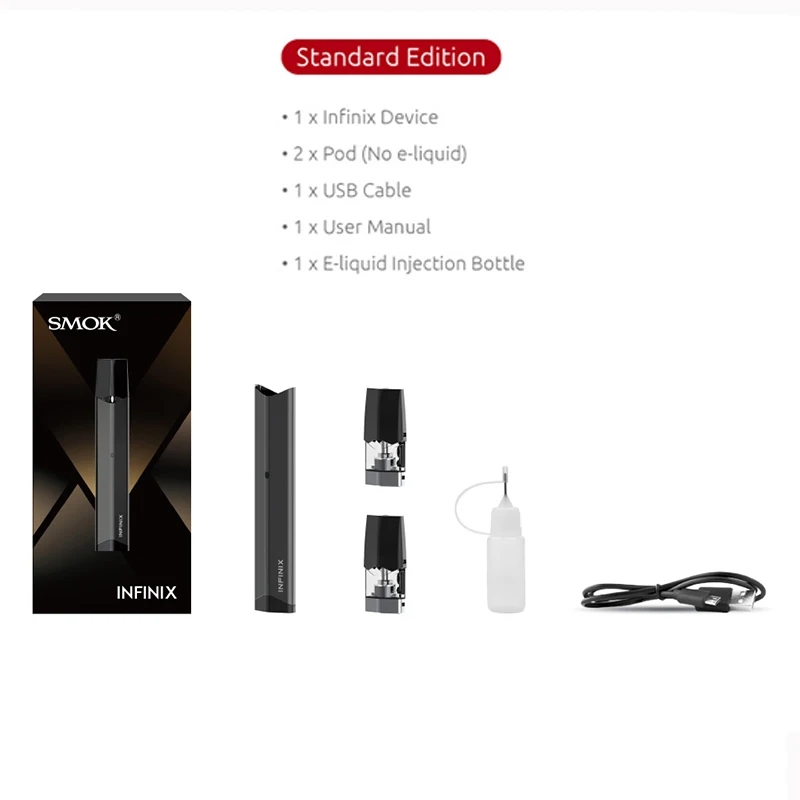 SMOK Infinix комплект 250 мАч встроенный аккумулятор 2 мл Pod электронная сигарета Vape