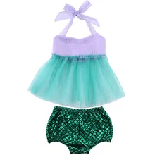 Для новорожденных Обувь для девочек тюль Топы Корректирующие+ Низ Трусики для женщин Русалка бикини комплект из 2 предметов комплект купальник пляжная Купальники для малышек пляжные badpak