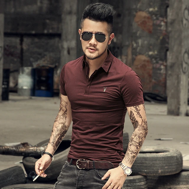 Marca de camisetas para hombre, Polo de negocios, Polos de algodón de manga corta para hombre, ropa de verano, Polos sólidos|Polo| -