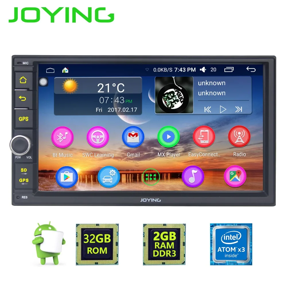 7 Joying Quad Core Double Din 2GB 32GB Universal Android 6 0 font b Car b