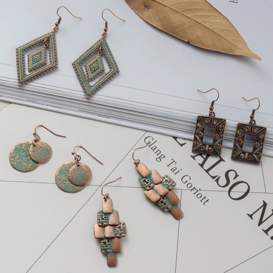 Multi Bohemian Ethnic Vintage Drop Earrings For Women Hanging Dangling Ladies Antique Alloy Moon Tassel Ear Jewelry Accessories